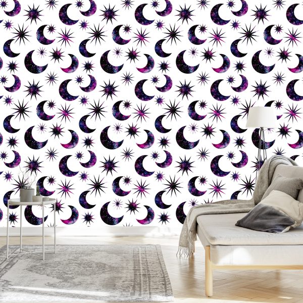 Behang Zon Maan In Galaxy Stijl - Afbeelding 3