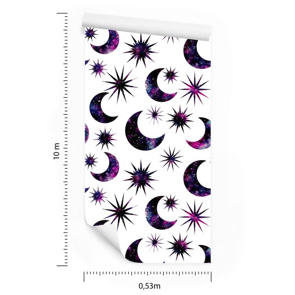 Behang Zon Maan In Galaxy Stijl - Afbeelding 8