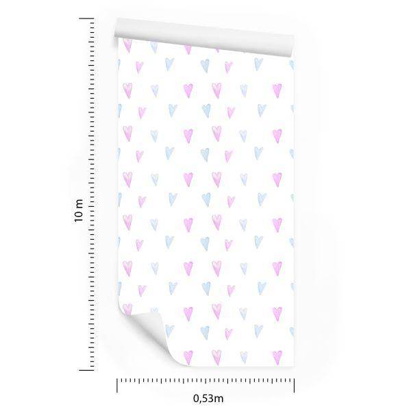Behang Voor De Meisjeskamer Kleine Pastelkleurige Hartjes - Afbeelding 8