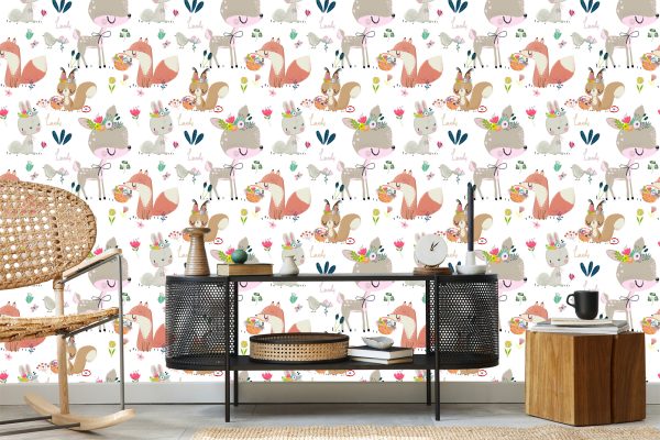 Behang Bosdieren En Bloemen - Afbeelding 5