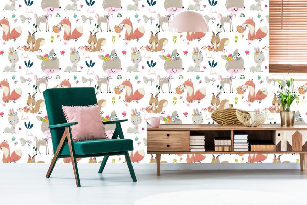 Behang Bosdieren En Bloemen - Afbeelding 6