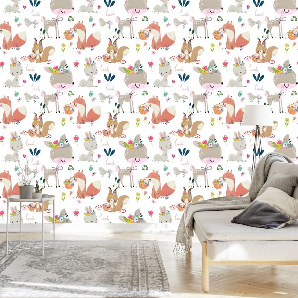 Behang Bosdieren En Bloemen - Afbeelding 3