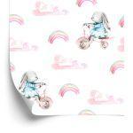 Behang Regenboogkonijntjes En Hartjes