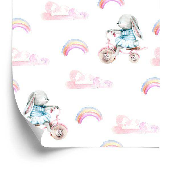 Behang Regenboogkonijntjes En Hartjes