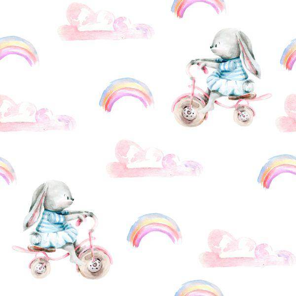 Behang Regenboogkonijntjes En Hartjes - Afbeelding 2