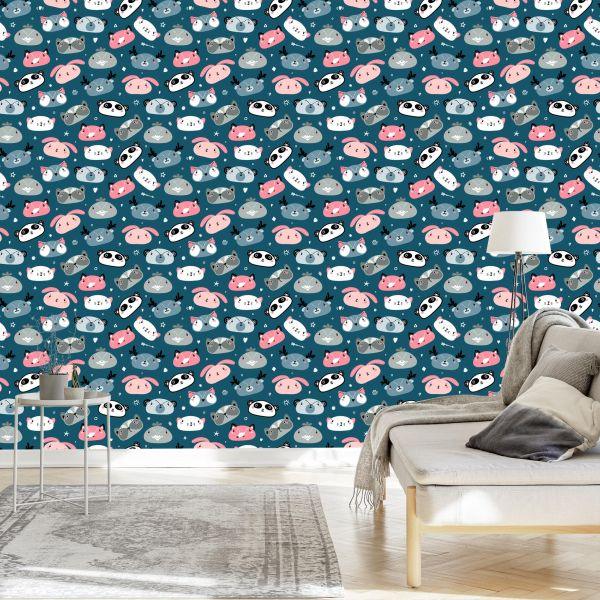 Behang Pastelkleurige Bosdieren - Afbeelding 3