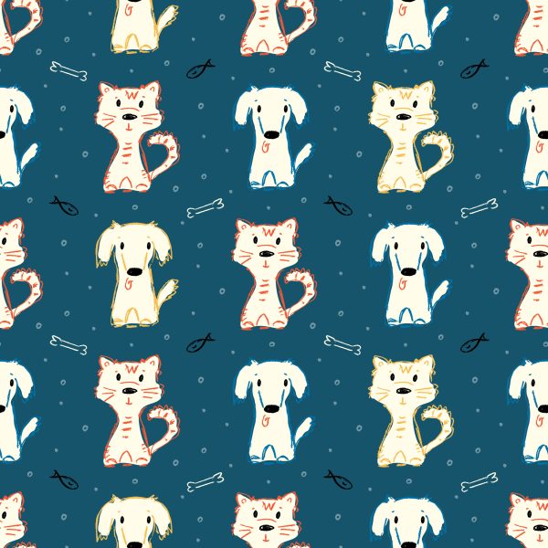 Behang Kleurrijke Honden En Katten - Afbeelding 2
