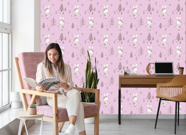 Behang Babykonijnen, Vogels, Dieren, Bomen - Afbeelding 7