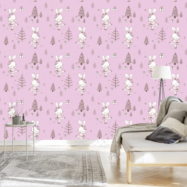 Behang Babykonijnen, Vogels, Dieren, Bomen - Afbeelding 3