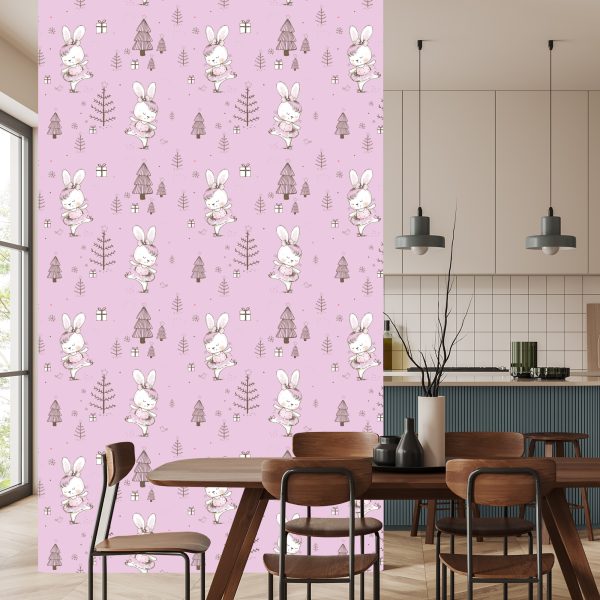 Behang Babykonijnen, Vogels, Dieren, Bomen - Afbeelding 4