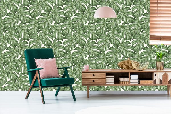 Behang Monstera Vertrekt - Afbeelding 6
