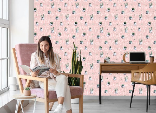 Behang Cactussen In Potten - Afbeelding 7
