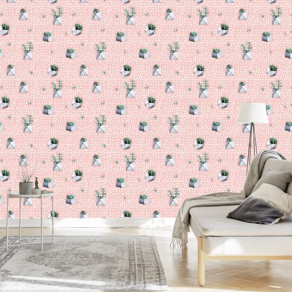 Behang Cactussen In Potten - Afbeelding 3