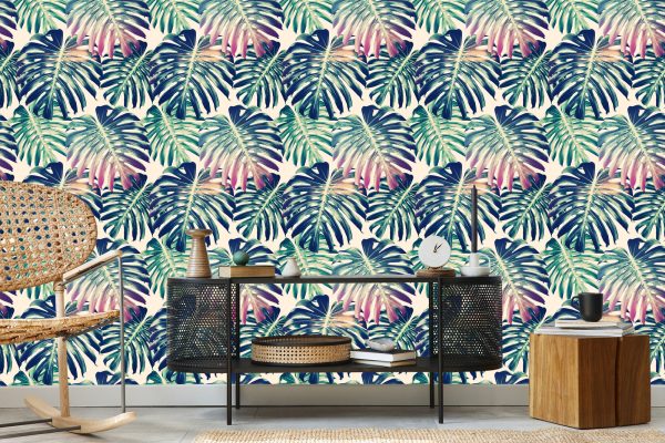 Behang Retro Monstera-Bladeren - Afbeelding 5