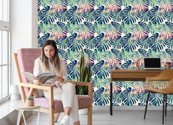 Behang Retro Monstera-Bladeren - Afbeelding 7