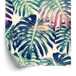 Behang Retro Monstera-Bladeren