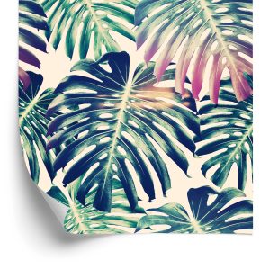 Behang Retro Monstera-Bladeren