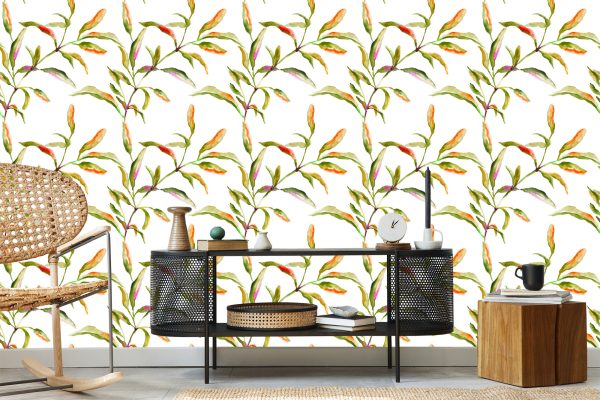 Behang Aquarel Bladeren - Afbeelding 5