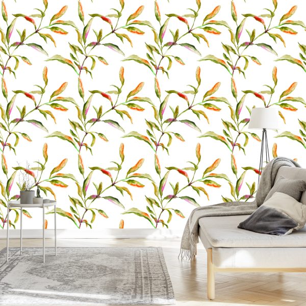 Behang Aquarel Bladeren - Afbeelding 3