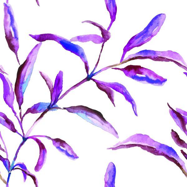 Behang Paarse Aquarelbladeren - Afbeelding 2
