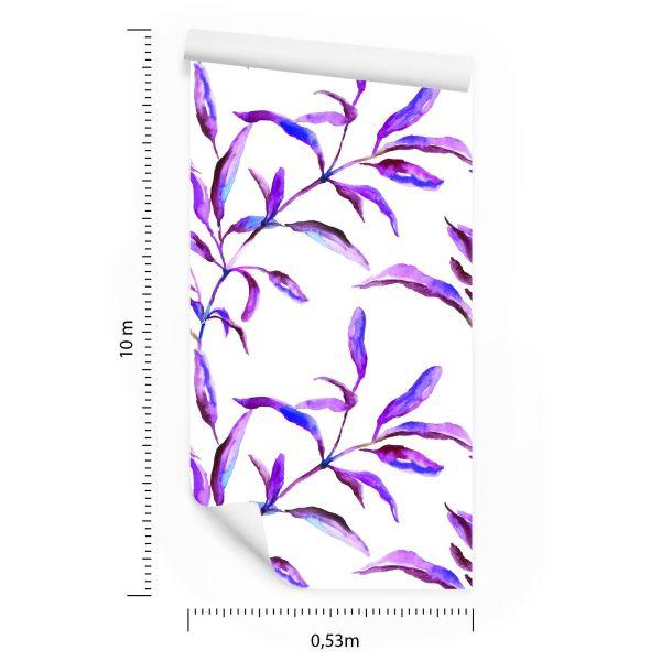 Behang Paarse Aquarelbladeren - Afbeelding 8