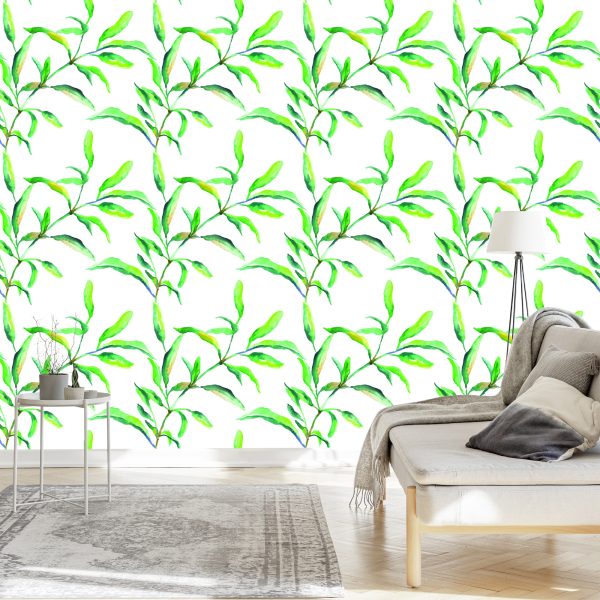 Behang Lente Aquarel Bladeren - Afbeelding 3