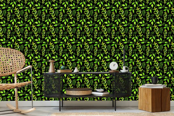 Behang Bosbladeren Met Planten - Afbeelding 5
