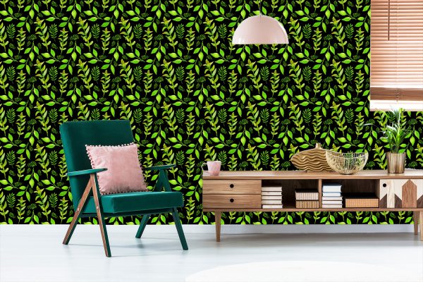 Behang Bosbladeren Met Planten - Afbeelding 6