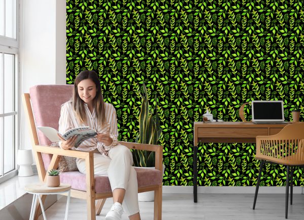 Behang Bosbladeren Met Planten - Afbeelding 7