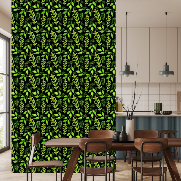 Behang Bosbladeren Met Planten - Afbeelding 4