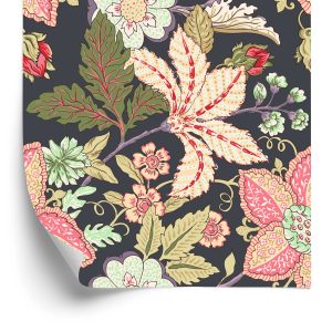 Behang Vintage Bloemen Met Bladeren
