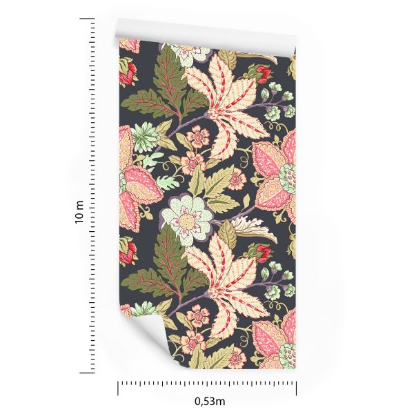 Behang Vintage Bloemen Met Bladeren - Afbeelding 8