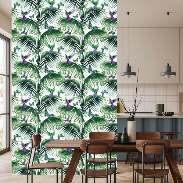 Behang Palmbladeren Met Vogels - Afbeelding 4