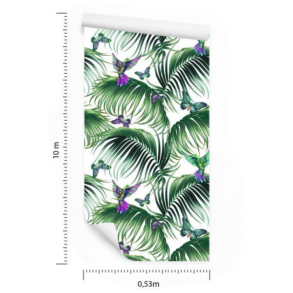 Behang Palmbladeren Met Vogels - Afbeelding 8