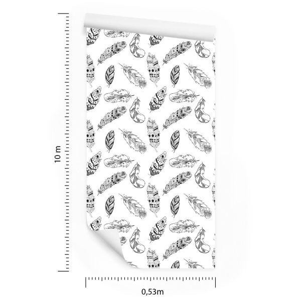 Behang Zwarte En Witte Veren - Afbeelding 8