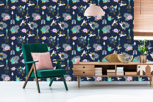 Behang Indiase Pijlen Met Bloemen - Afbeelding 6