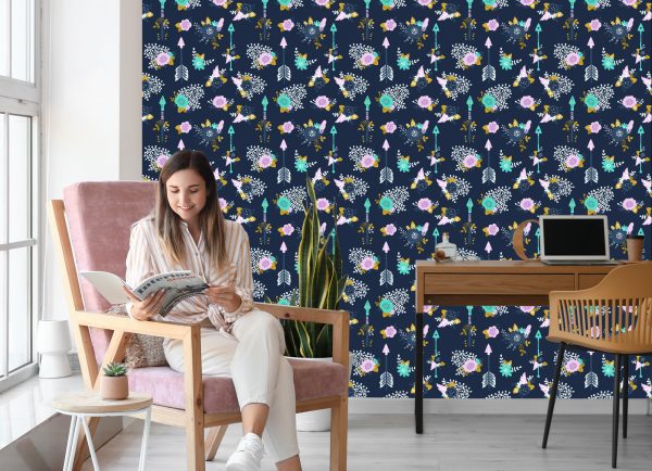Behang Indiase Pijlen Met Bloemen - Afbeelding 7