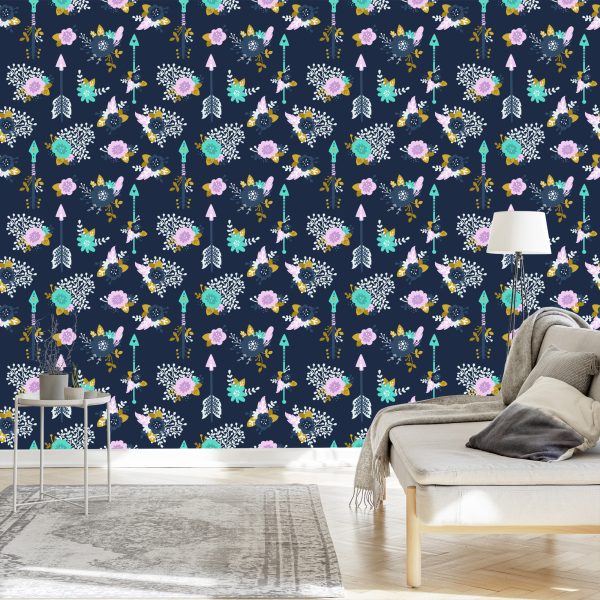 Behang Indiase Pijlen Met Bloemen - Afbeelding 3