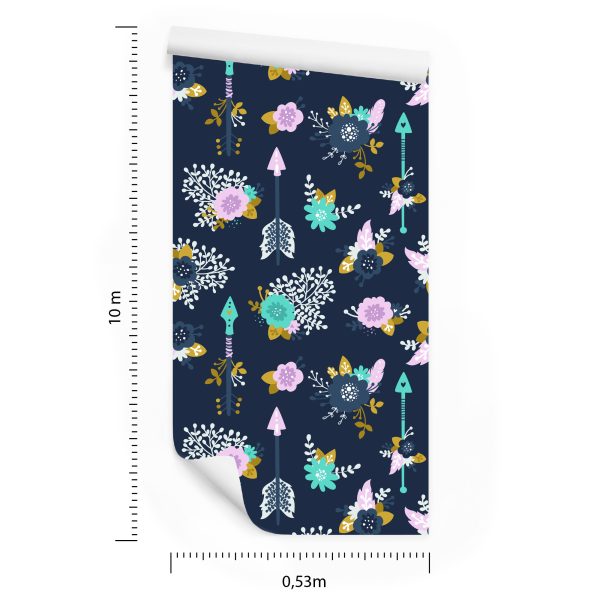 Behang Indiase Pijlen Met Bloemen - Afbeelding 8