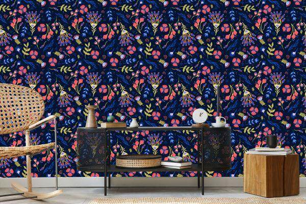 Behang Wilde Bloemen In Boho-Stijl - Afbeelding 5