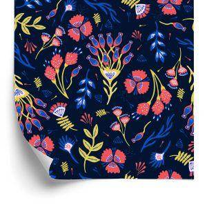 Behang Wilde Bloemen In Boho-Stijl