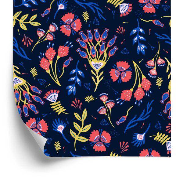 Behang Wilde Bloemen In Boho-Stijl
