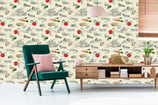 Behang Vintage Groenteboeket - Afbeelding 6