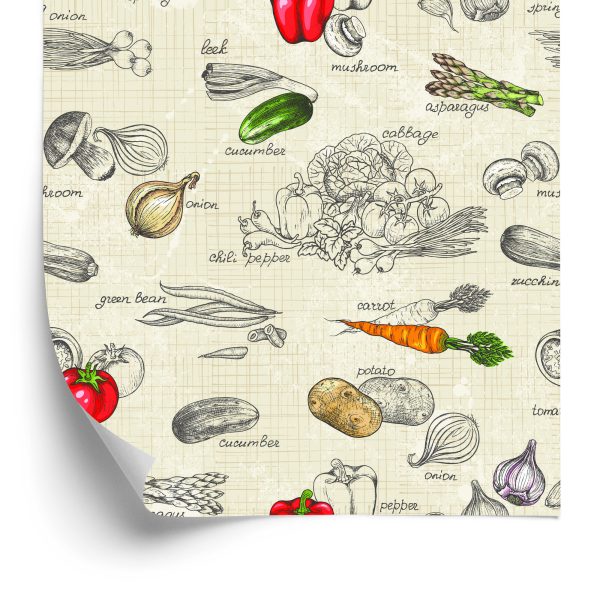 Behang Vintage Groenteboeket