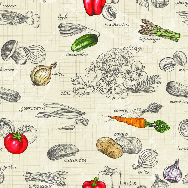Behang Vintage Groenteboeket - Afbeelding 2
