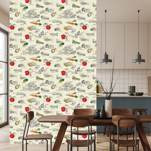 Behang Vintage Groenteboeket - Afbeelding 4
