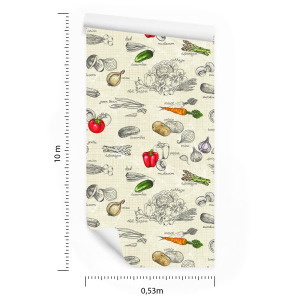 Behang Vintage Groenteboeket - Afbeelding 8