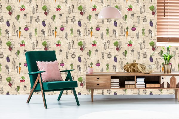 Behang Tekeningen Van Groenten In Vintage Stijl - Afbeelding 6
