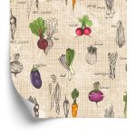 Behang Tekeningen Van Groenten In Vintage Stijl