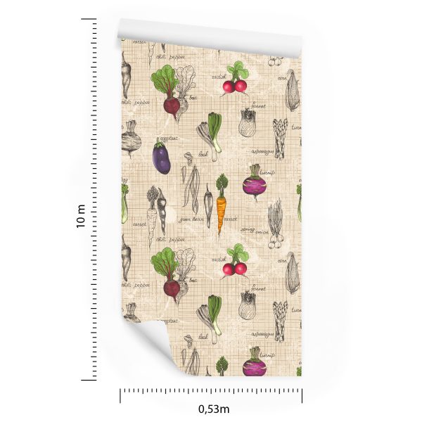 Behang Tekeningen Van Groenten In Vintage Stijl - Afbeelding 8